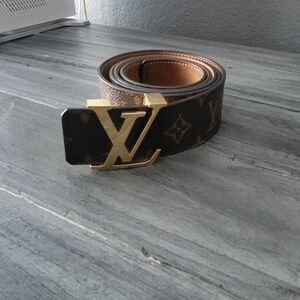 Louis Vuitton Brown and Gold Belt